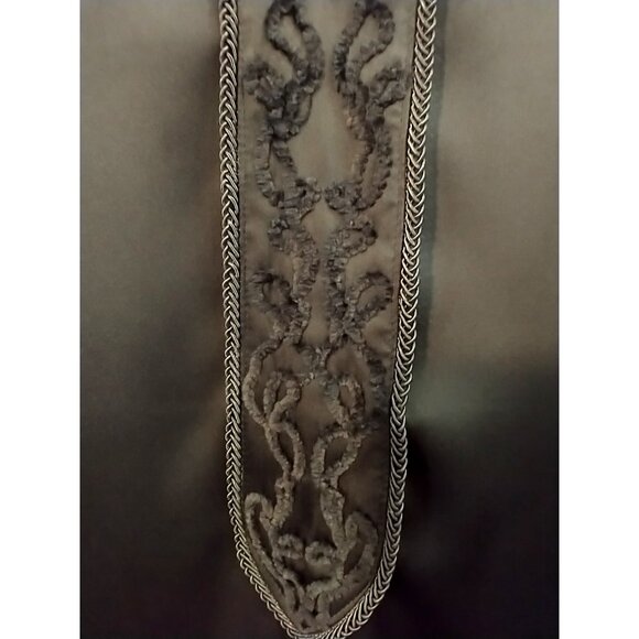 CHICO'S Tunic Gray Satin Long Sleeves Soutache Pullover Blouse - Sz 4 (20-22) - Picture 3 of 7